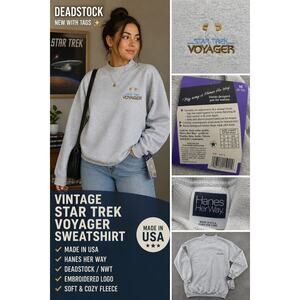 Vintage Star Trek Voyager Sweatshirt Deadstock NWT USA Hanes Her Way M